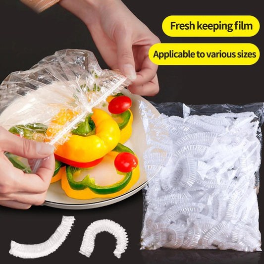 100pcs Disposable Plastic Wrap Covers, Elastic &amp; Tight, Food-Grade Fresh-Keeping, Dust &amp; Insect-Proof, Kitchen Accessories - Disposable Food Wrap